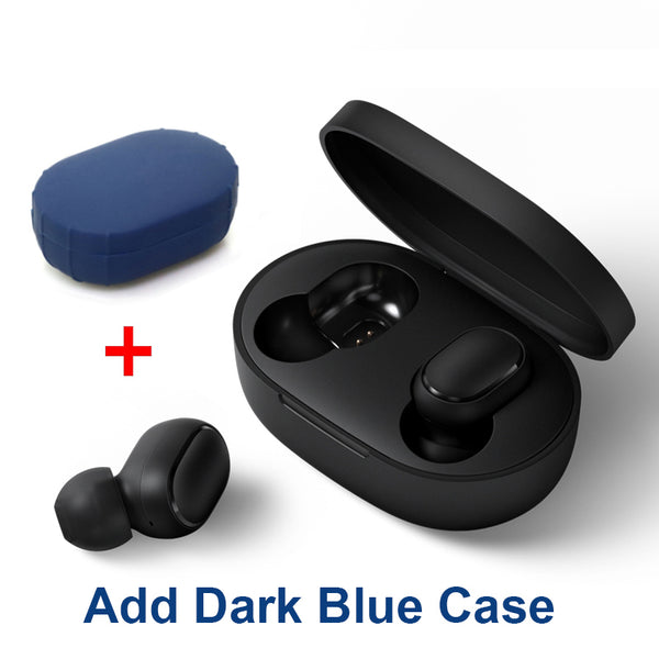 Add dark blue case - Xiaomi Redmi Airdots TWS Bluetooth Earphone Stereo bass BT 5.0 Eeadphones With Mic Handsfree Earbuds AI Control