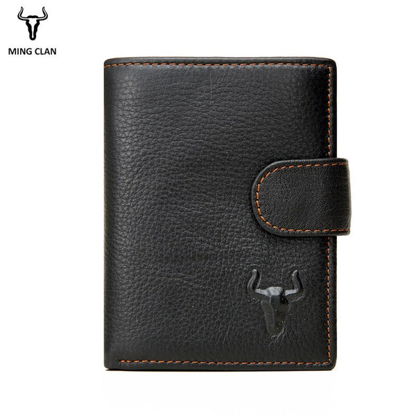 Black - Mingclan Men Wallet Crazy Horse Original Leather Male Wallets Rfid Blocking Coin Purse Flip ID Credit Card Holder Hidden Pocket