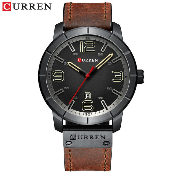 brown black watch - Men Watch 2019 CURREN Men's Quartz Wristwatches Male Clock Top Brand Luxury Reloj Hombres Leather Wrist Watches with Calendar