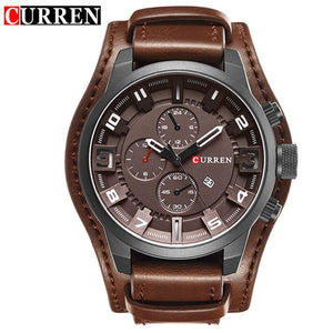 black brown - Curren 8225 Army Military Quartz Mens Watches Top Brand Luxury Leather Men Watch Casual Sport Male Clock Watch Relogio Masculino