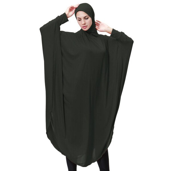 army green / Length-115 cm - Muslim Lady Thobe With Hijab Abaya Dress Face Cover Jilbab Prayer Clothing Ramadan for Women Long Sleeve Middle East Robe Islam