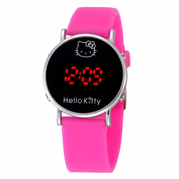 pink-4 - 2019 Hello Kitty Cartoon Watches Kid Girls Relogios Pink Silicone Strap Children Led Digital Wrist Watch Nina Reloj Nino Clocks
