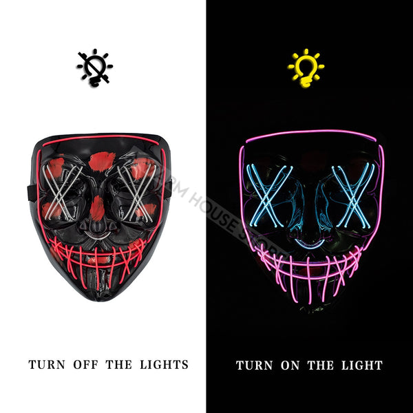 pink and ice blue - Led Mask Halloween Party Masque Masquerade Masks Neon Maske Light Glow In The Dark Mascara Horror Maska Glowing Masker Purge