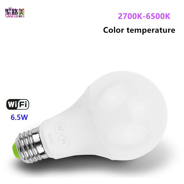 [variant_title] - 6.5W WiFi Smart LED Bulb E27 andriod 2.3 or IOS8.0 Wifi APP Remote Control Color temperature/RGBW Timing Light Bulb home lamp