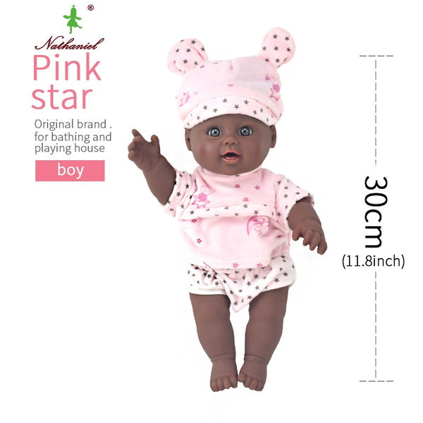 16 - black  baby dolls pop green African! 12inch  lol reborn silicone vinyl 30cm newborn poupee boneca baby soft toy girl kid todder