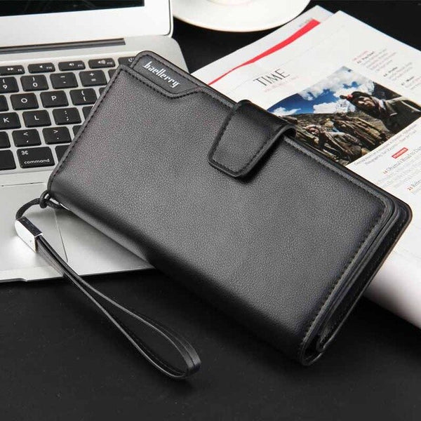 Black - 2018 Fashion Top Quality leather long wallet men Purse male clutch zipper around wallets men women money bag pocket mltifunction