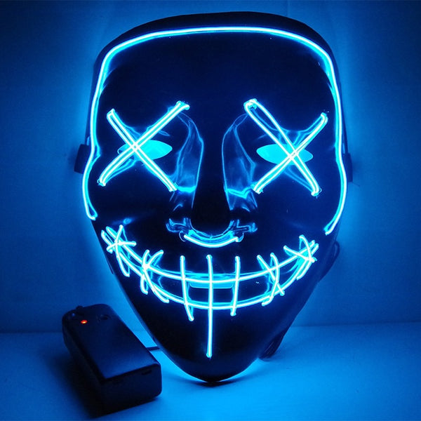 Deep Blue - Led Mask Halloween Party Masque Masquerade Masks Neon Maske Light Glow In The Dark Mascara Horror Maska Glowing Masker Purge