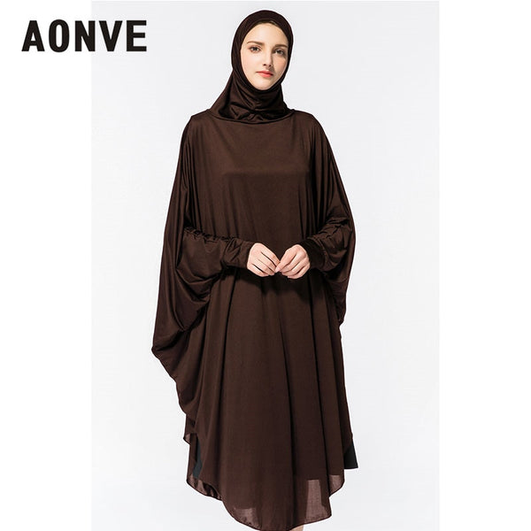 Coffee / L - Aonve Hijab Abaya Women Islamic Body Head Covering Kaftan Muslim Eid Festival Prayer Clothing Femme Formal Robe Musulmane Caftan