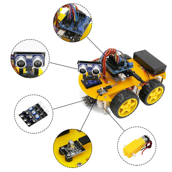 [variant_title] - LAFVIN Smart Robot Car Kit for UNO R3,Ultrasonic Sensor, Bluetooth Module for Arduino with Tutorial