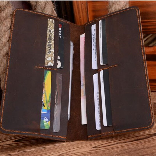 [variant_title] - COWATHER high quality cow genuine Crazy horse leather men wallets 2019 long style two color fashion male purse 103 free shipping