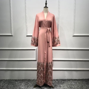 as picture-1052 / L - Abayas For Women 2019 Kaftan Abaya Sequin Muslim Hijab Dress Robe Dubai Caftan Marocain Jilbab Qatar Turkish Islamic Clothing