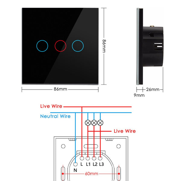 [variant_title] - AVATTO Tuya EU Wifi Wall Switch, Smart Light Switch, Glass Panel Touch-Sensor interruptor 1/2/3 Gang Work with Alexa,Google Home