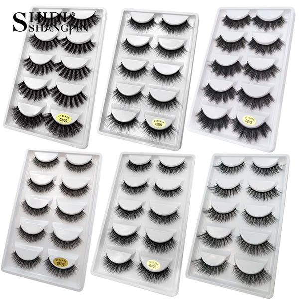 [variant_title] - SHIDISHANGPIN 5 pairs mink eyelashes natural 3d mink lashes beauty essentials 3d false lashes false eyelashes full strip lashes