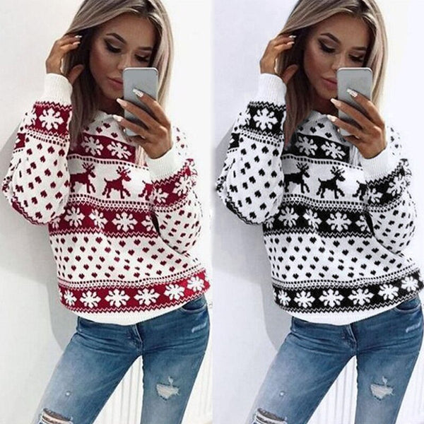 Women Jumper Sweater Pullover Tops Coat Christmas Winter Female Girl Warm Brief Sweaters Clothing