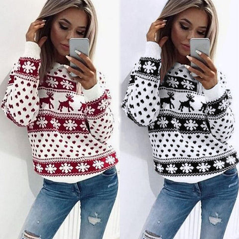 Women Jumper Sweater Pullover Tops Coat Christmas Winter Female Girl Warm Brief Sweaters Clothing