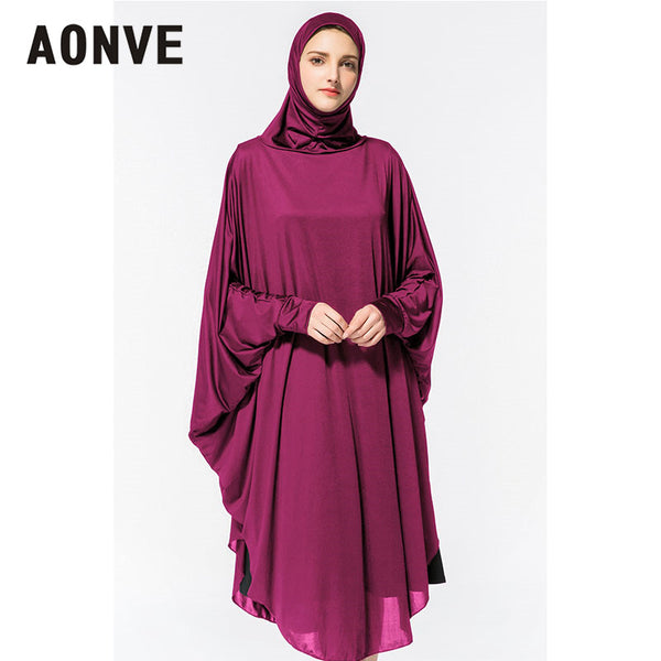 Fuchsia / L - Aonve Hijab Abaya Women Islamic Body Head Covering Kaftan Muslim Eid Festival Prayer Clothing Femme Formal Robe Musulmane Caftan