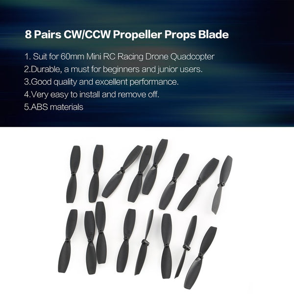 [variant_title] - 8 Pairs CW/CCW Propeller Props Blade for RC 60mm Mini Racing Drone Quadcopter Aircraft UAV Spare Parts Accessories Component