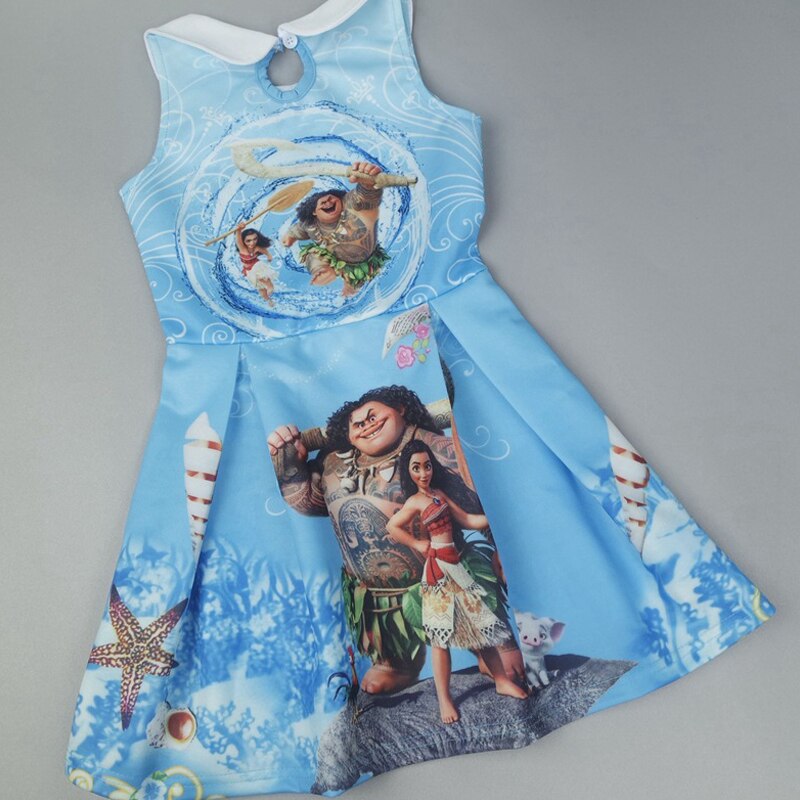 blue / 3T - Baby Girls Dresses 2019 High Style Summer Moana Dress Kids Clothes Vestido Princesa Character Children Vaiana Dress Mona Costume