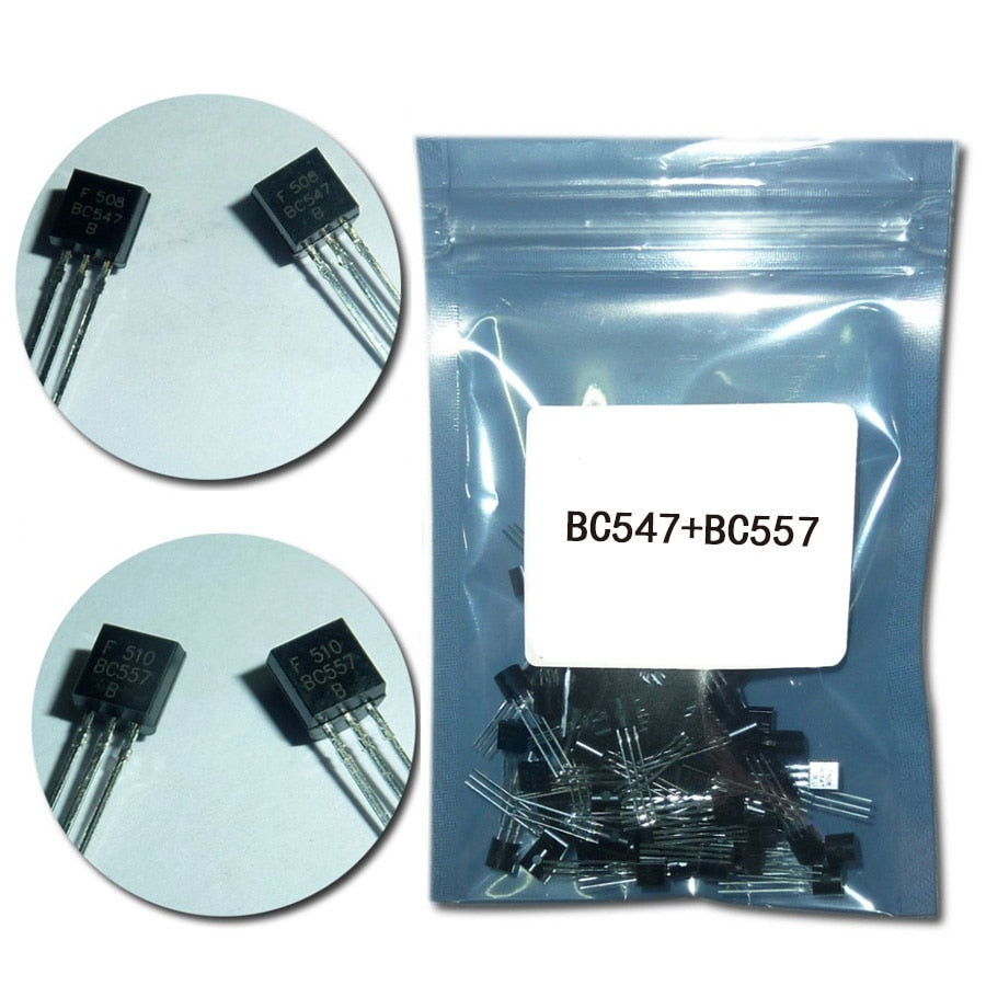 Default Title - (50Pcs/lot)BC547+BC557 Each 25Pcs BC547B BC557B NPN PNP Transistor TO-92 Power Triode Transistor kit Bag