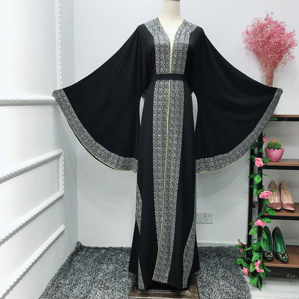 Black cardigan / L - Red Diamonds Muslim Abaya Kimono Arabe Kaftan Dubai Hijab Dress Turkey Caftan Islamic Clothing Abayas For Women Ramadan Robe