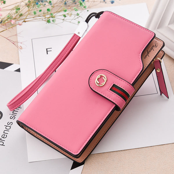 rose red - PU Leather Women's Wallet Female wallet card Holder purse for women portefeuille cartera mujer femme carteira feminina