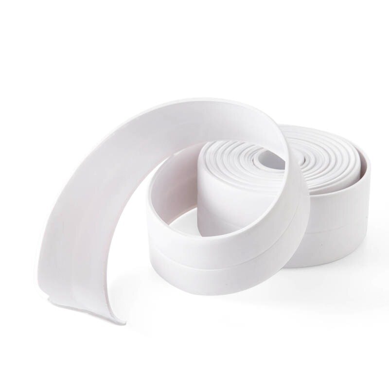 White - DIY Kitchen bathroom waterproof mildew tape corner line corner seam moisture proof mold protection Right angle Self-adhesive PVC