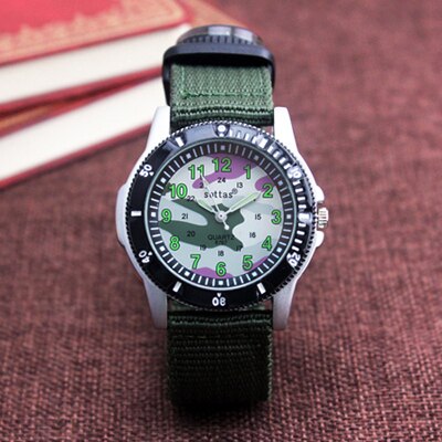 green camouflage one - 2018 new canvas children boys fashion watches casual quatrz adjustable bracelet compass gift watches cool handsome watches