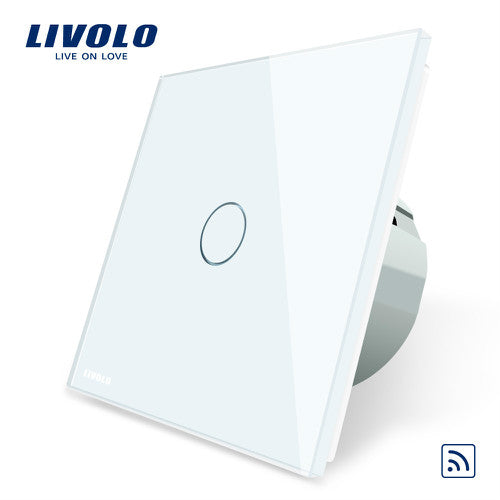 White - Livolo EU Standard Wall Light Remote Touch Switch,1gang 1way ,Glass Panel, AC 220~250V ,VL-C701R-1/2/3/5, No remote controller