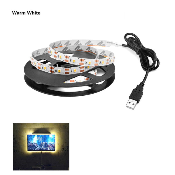 Warm white no Remote / 1M / IP 20 not waterproof - 5V USB Power LED Strip light RGB /White/Warm White 2835 3528 SMD HDTV TV Desktop PC Screen Backlight & Bias lighting 1M 2M 3M 4M