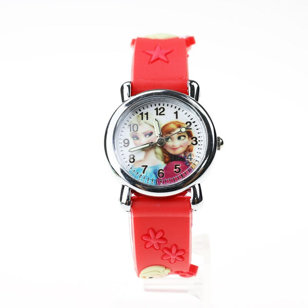 XJ Red - Princess Elsa Children Watches Electronic Colorful Light Source Child Watch Girls Birthday Party Kids Gift Clock Childrens Wrist