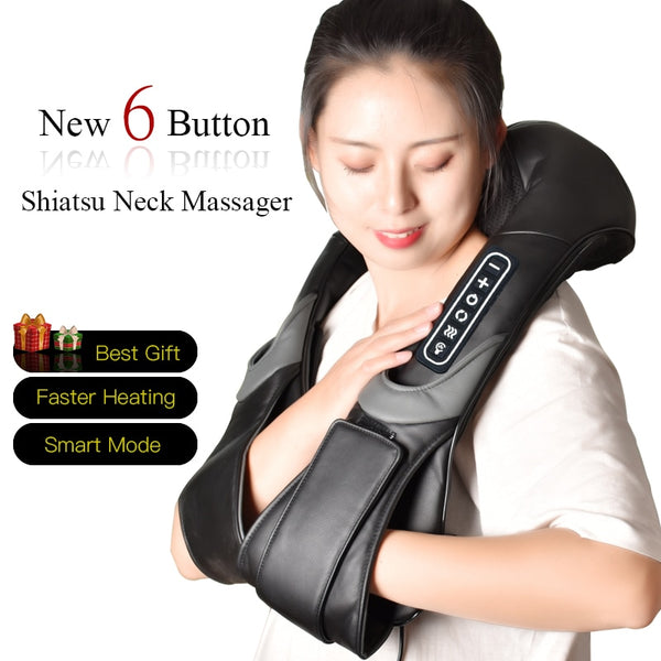 [variant_title] - Electric Neck Roller Massager for Back Pain Shiatsu Infrared lamp Massage Pillow  Gua Sha Products Body Health Care Relaxation