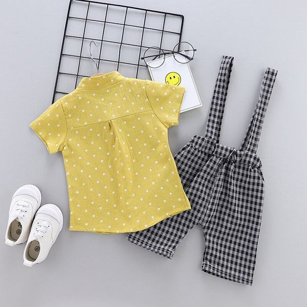 [variant_title] - 1 2 3 4 T birthday Baby boy child clothing set short sleeve shirt + bib suit for newborn baby boy summer clothes kid outfit sets