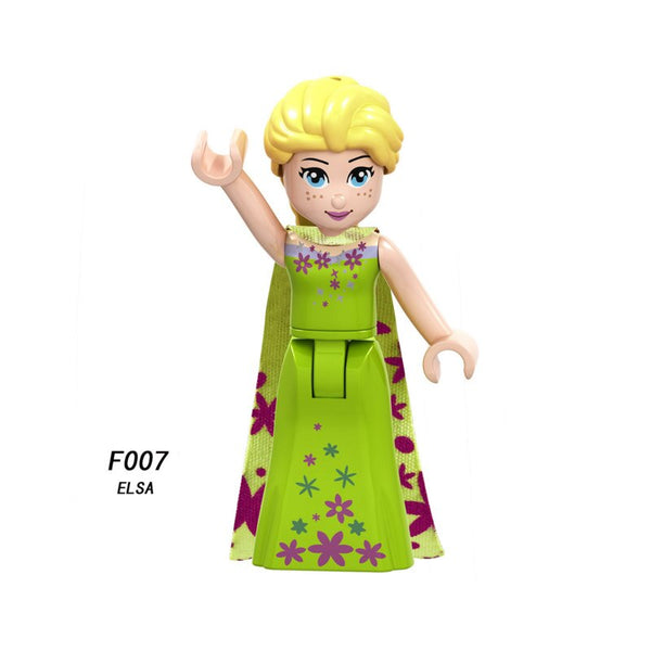 F007 elsa - Snow White Fairy Tale Princess Girl anna elsa beast cinderella maleficent Friends Building Blocks Toy kid gift Compatible Legoed