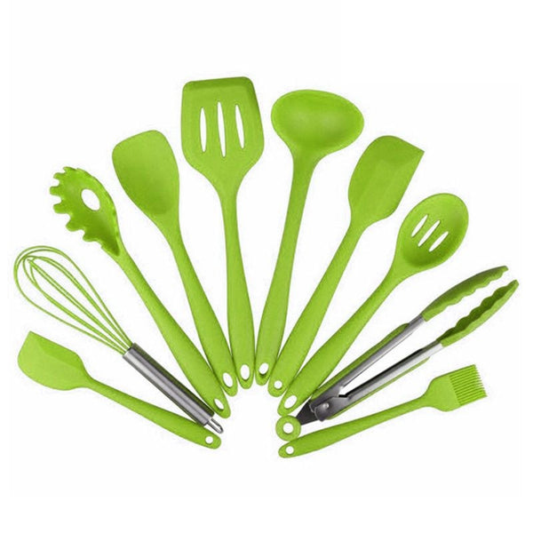 [variant_title] - 10 Pcs Kitchenware Silicone Heat Resistant Kitchen Cooking Utensils Non-Stick Baking Tool Cooking Tool Sets