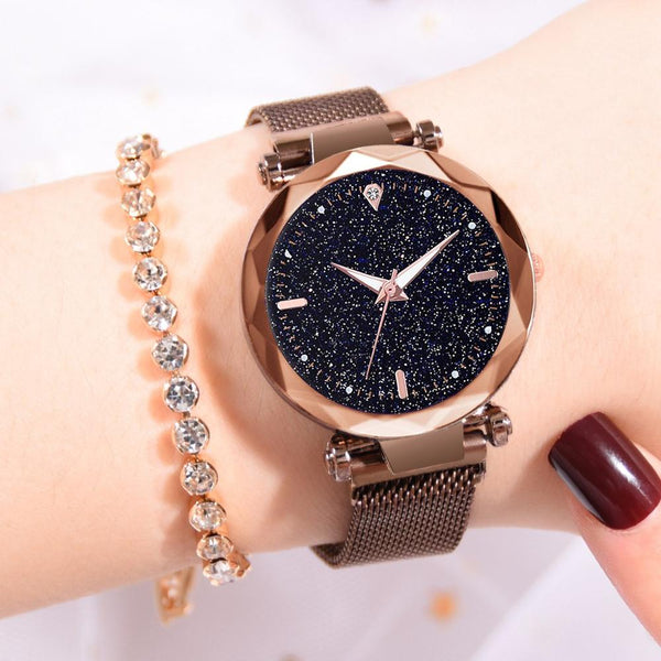 Coffee - Luxury Women Watches 2019 Ladies Watch Starry Sky Magnetic Waterproof Female Wristwatch Luminous relogio feminino reloj mujer