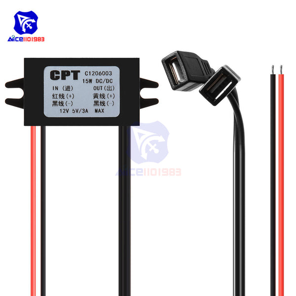 [variant_title] - DC-DC Car Power 12V to 5V 3A 15W Converter Module Micro USB Step Down Power Output Adapter Low Heat Auto Protection