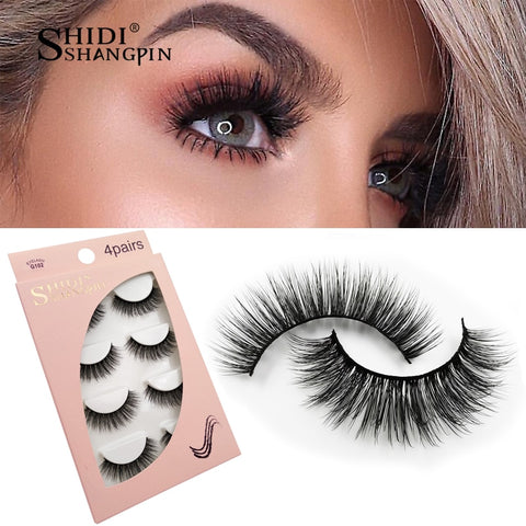 [variant_title] - SHIDISHANGPIN 4 pairs mink eyelashes false lashes mink 3d fake eyelash extension make up cilios natural long cruelty free lash