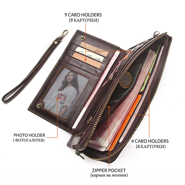 [variant_title] - 2019 Men Wallet Clutch Genuine Leather Brand Rfid  Wallet Male Organizer Cell Phone Clutch Bag Long Coin Purse Free Engrave
