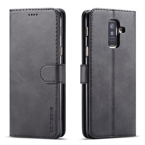 [variant_title] - Luxury Leather Flip Case For Samsung Galaxy A6 2018 A6 Plus Soft Silicone Cover Card Holder Wallet Case For Samsung A6 2018