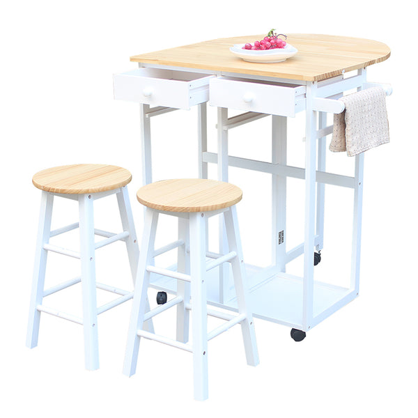 [variant_title] - Simple fashion Foldable Without Handle Semicircle Dining Cart With Round Stools Kitchen organize storage cabinet Home furniture