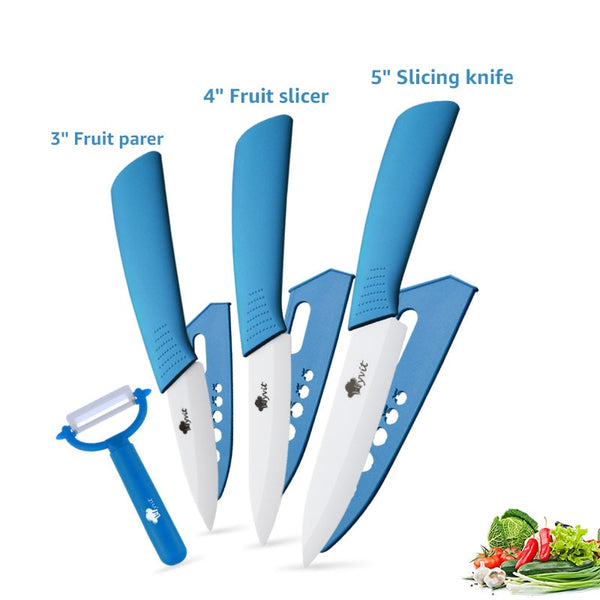 [variant_title] - Ceramic Knives Kitchen knives 3 4 5 6 inch Chef knife Cook Set+peeler white zirconia blade Multi-color Handle High Quality