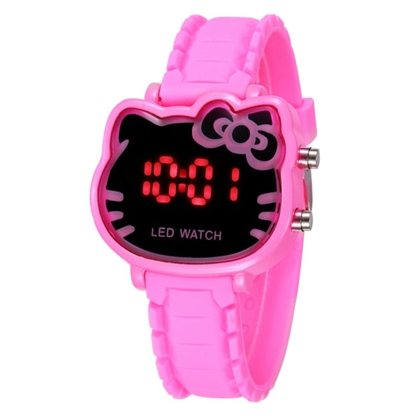 Rose - 2019 Hello Kitty Cartoon Watches Kid Girls Relogios Pink Silicone Strap Children Led Digital Wrist Watch Nina Reloj Nino Clocks
