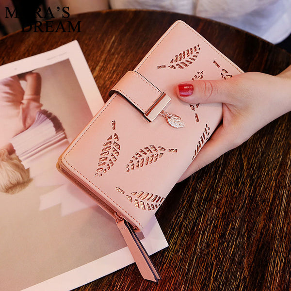 [variant_title] - Mara's Dream 2019 Brand Leaves Hollow Women Wallet Soft PU Leather Women's Clutch Wallet Female Designer Wallets Coin Card Purse