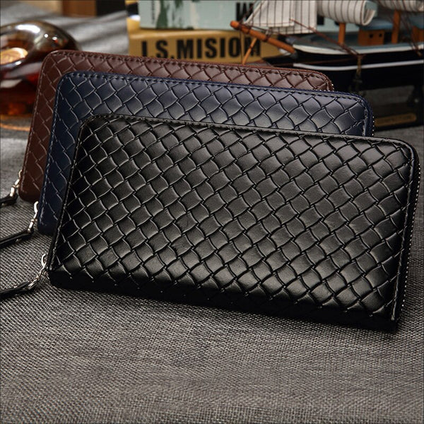 [variant_title] - Men Wallets With Coin Pocket Long Zipper Purse Casual Male Clutch Wallet men Lozenge Veins Business Card Holder Vintage Wallet