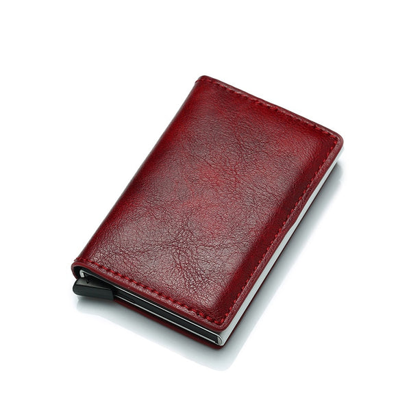 Red - DIENQI Rfid Card Holder Men Wallets Money Bag Male Vintage Black Short Purse 2019 Small Leather Slim Wallets Mini Wallets Thin
