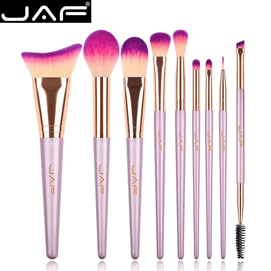 Default Title - JAF 9pcs Purple Make Up Brushes Violet Synthetic Foundation Brush Vegan Makeup Brushes 100% Vegan Makeup Brush Kit J0923SV-Z