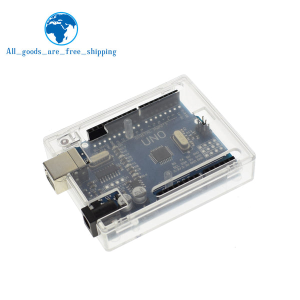 UNO R3 With Case - TZT UNO R3 Development Board ATmega328P CH340 CH340G For Arduino UNO R3 With Straight Pin Header