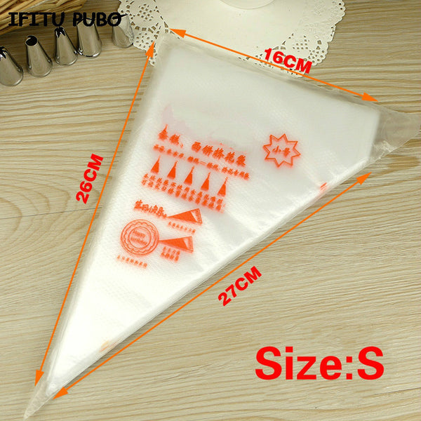 [variant_title] - 50PCS Small/Large Size Disposable Piping Bag Icing Fondant Cake Cream bag Decorating Pastry Tip Tool GYH