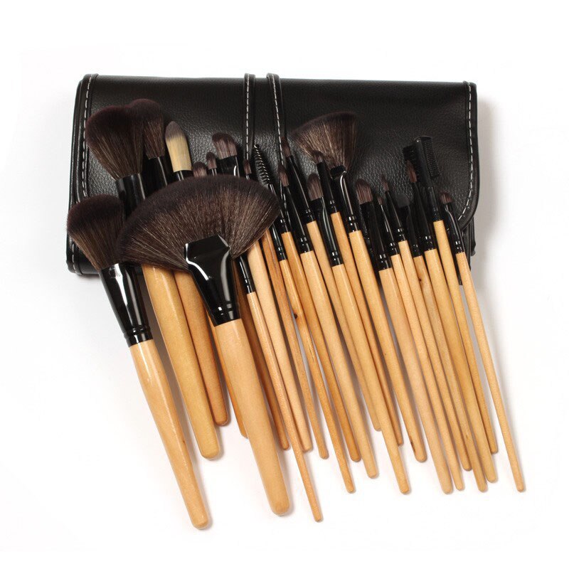 Default Title - Aigomc makeup brushes set ! 24 pcs Wood Makeup Brushes Cosmetic Make Up Set Kit Pouch Bag Black powder brush brochas pinceis hot