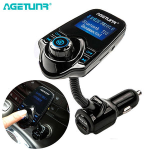 [variant_title] - AGETUNR Bluetooth Car Kit Handsfree Set FM Transmitter MP3 Music Player 5V 2.1A USB Car Charger Support Micro SD Card 4G-32G